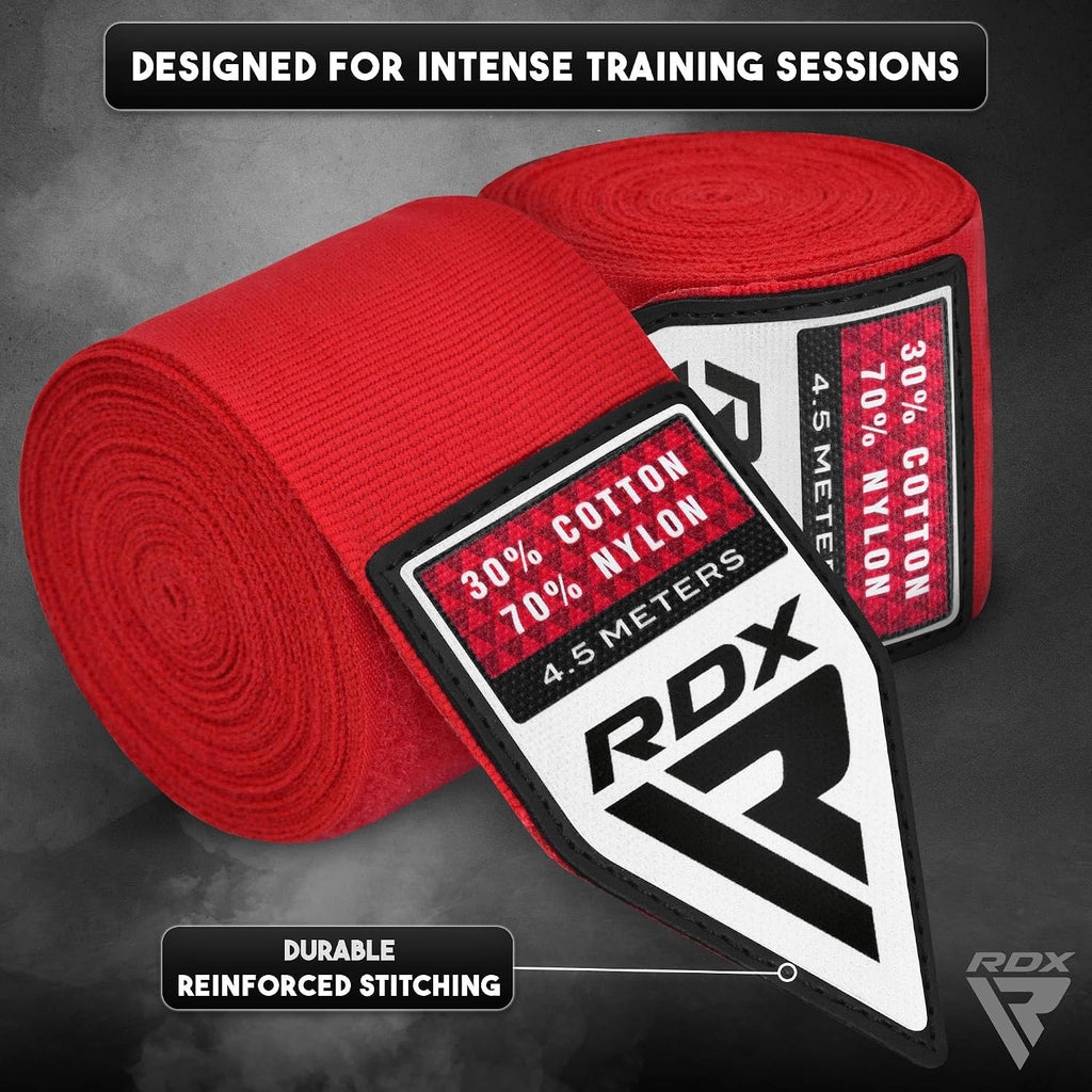 Boxing Hand Wraps 4.5M / 180 Inches – Mexican Style Semi-Elastic MMA Inner Gloves - Wrist Support for Muay Thai