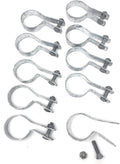 (10 Pack) Tension Bands with Bolts & Nuts for Chain Link Fence, Gate, Posts (1-7/8")