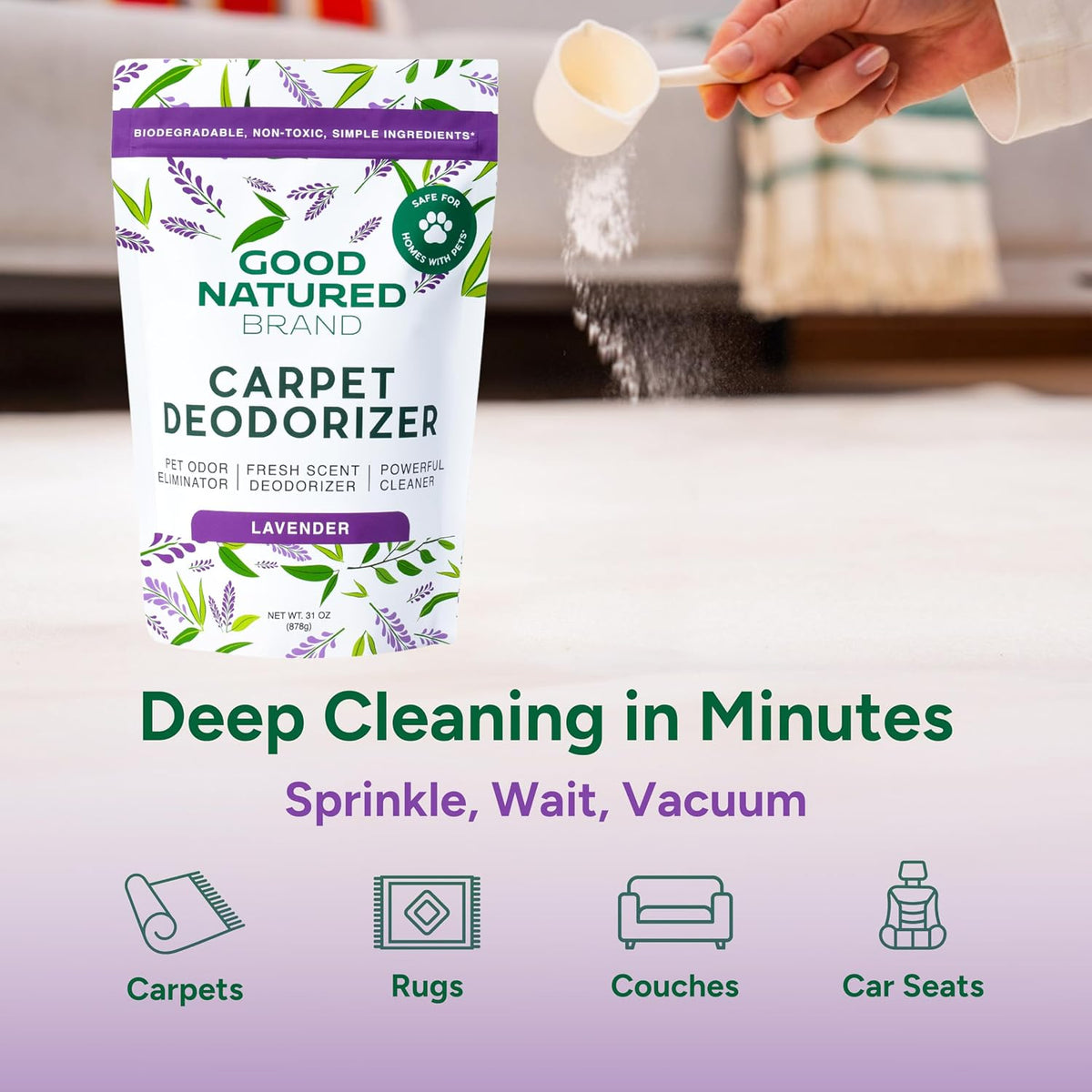 Carpet Deodorizer 31 oz Lavender & All-Purpose Cleaner Concentrate 8 oz Lavender