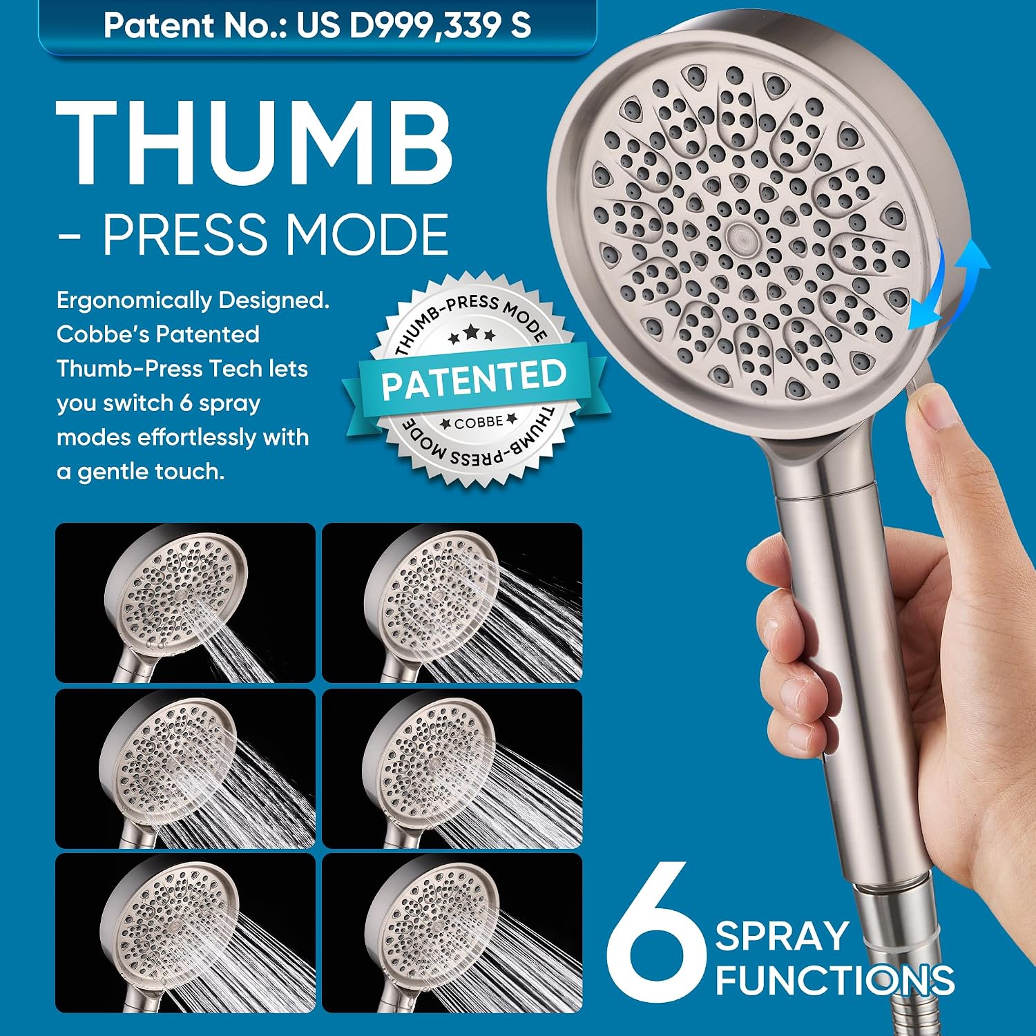 Filtered Shower Head with Handheld, Water Softener for Hard Water | High Pressure 6 Spray Mode Shower Head with