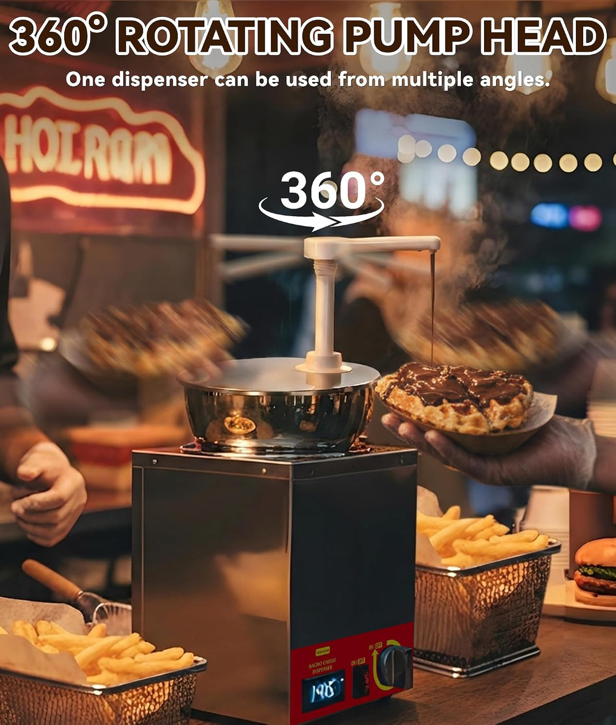 4.6Qt Nacho Cheese Dispenser with Pump, Nacho Cheese Warmer Digital Display