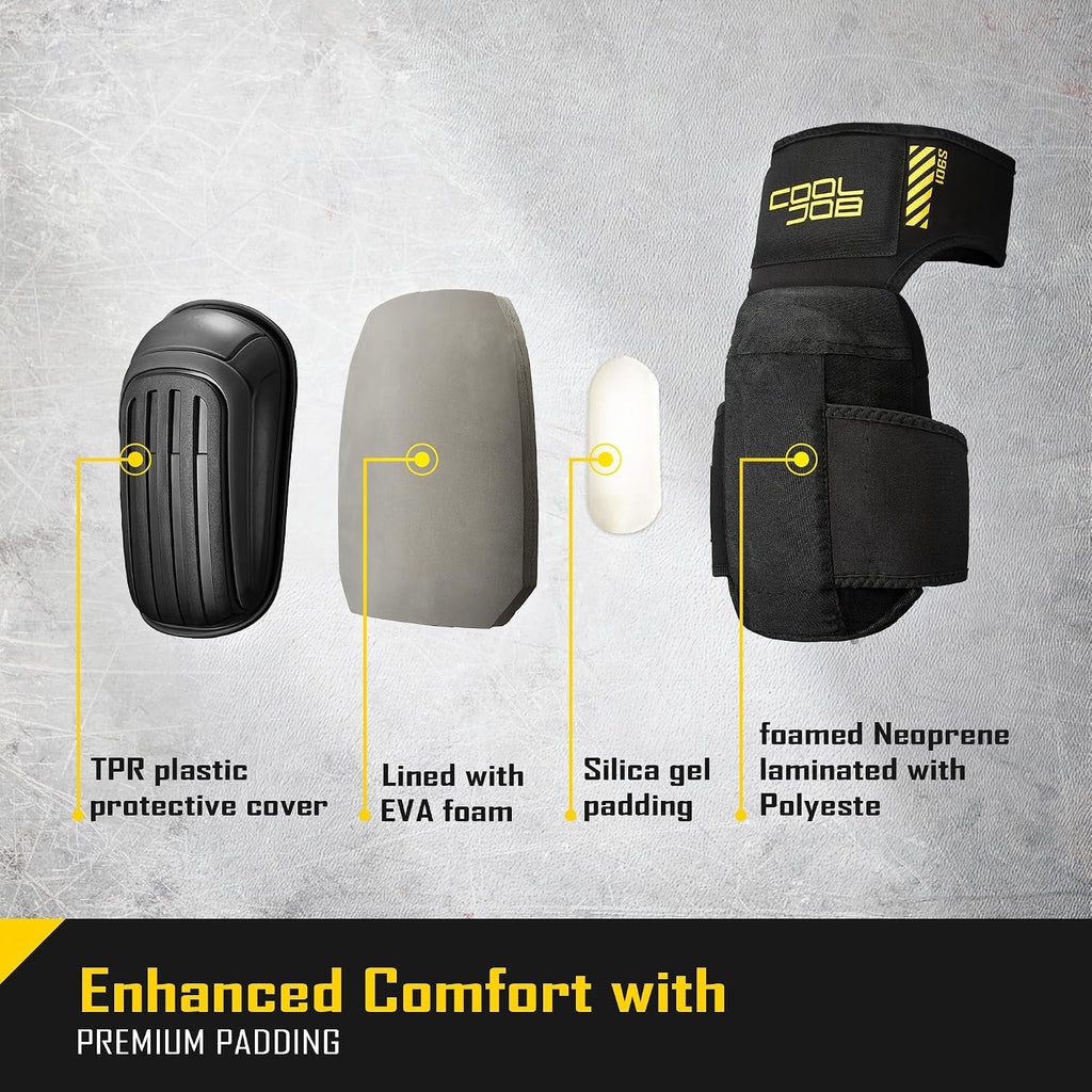 Professional Knee Pads with Heavy Duty Anti-Slip Cap, Comfortable Foam Cushion and Extra Thick Gel Padding for