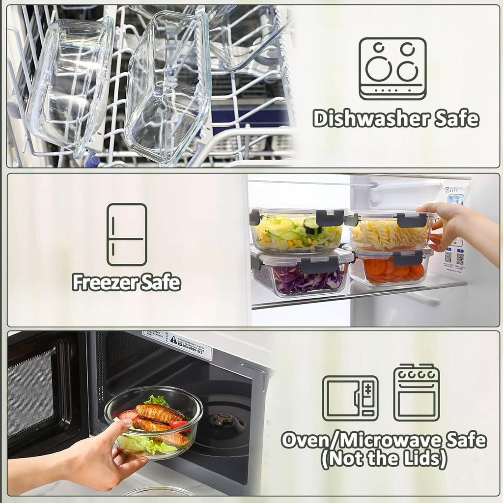 30 Pieces Glass Food Storage Containers with Snap Locking Lids,Glass Meal Prep Containers Set - Airtight Lunch