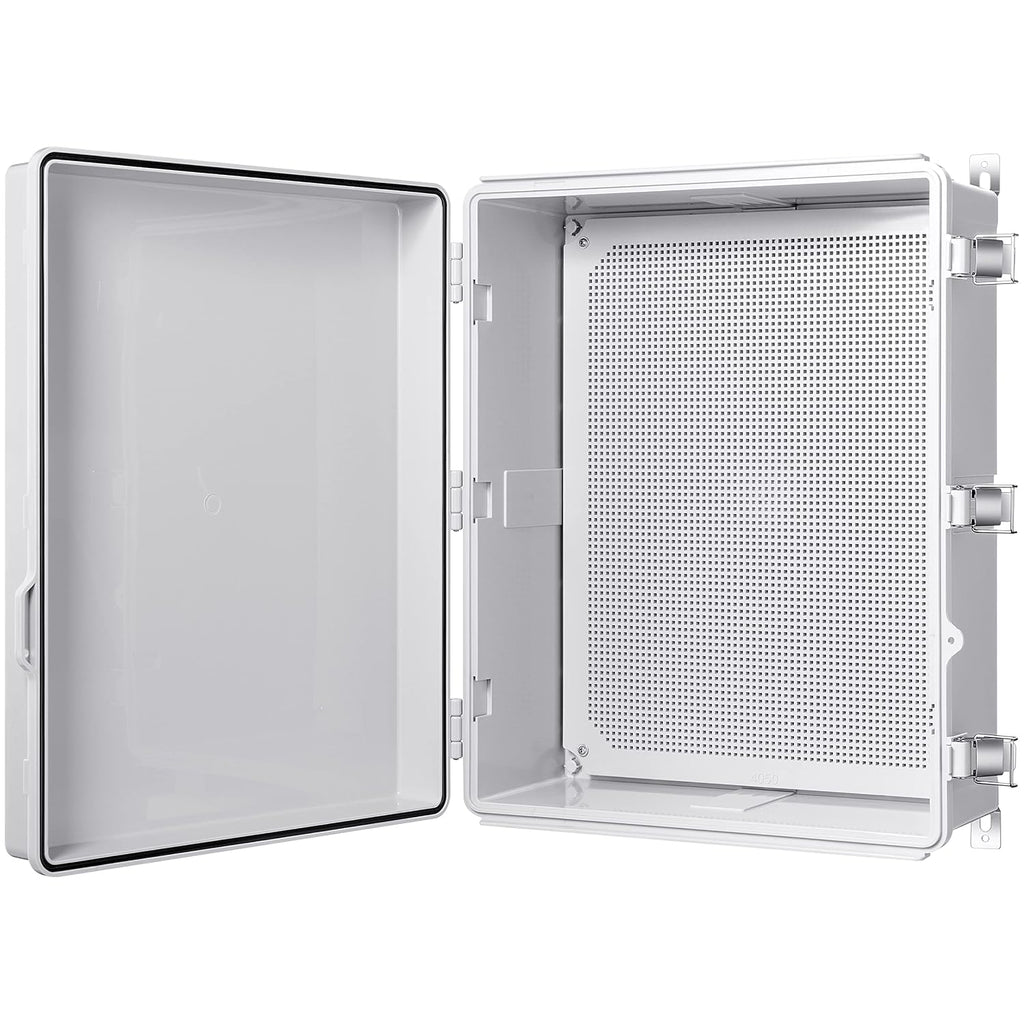 Gratury Junction Box, IP67 Waterproof Plastic Enclosure for Electrical Project, Hinged Grey Cover, Includes Mounting Plate and Wall Bracket