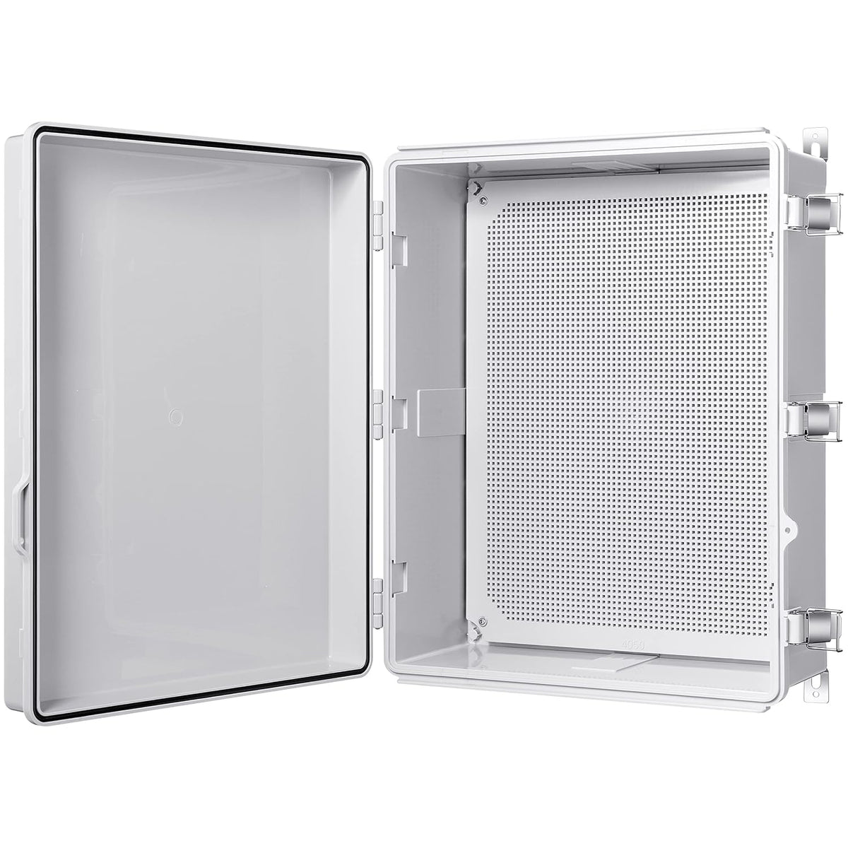 Gratury Junction Box, IP67 Waterproof Plastic Enclosure for Electrical Project, Hinged Grey Cover, Includes Mounting Plate and Wall Bracket