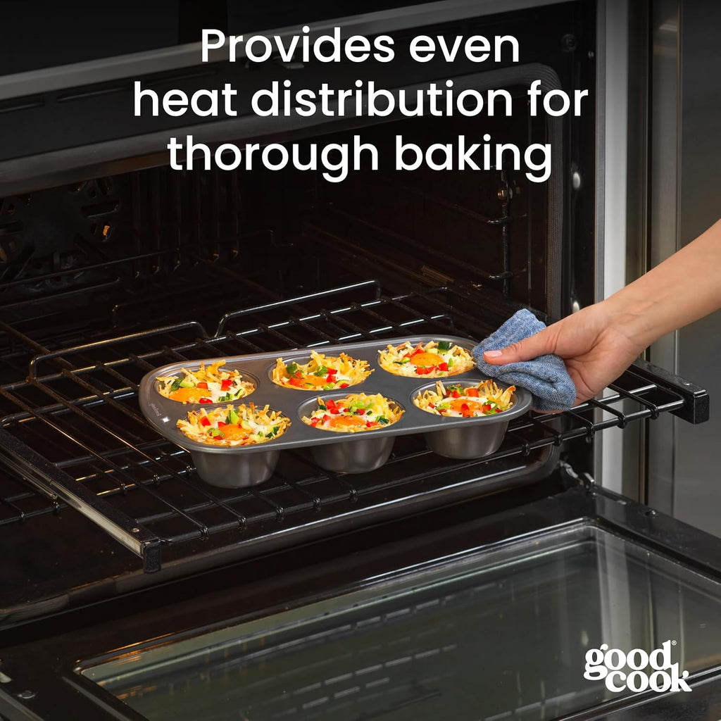 Everyday Nonstick Steel Jumbo Texas Muffin Pan, 6-cup, Gray