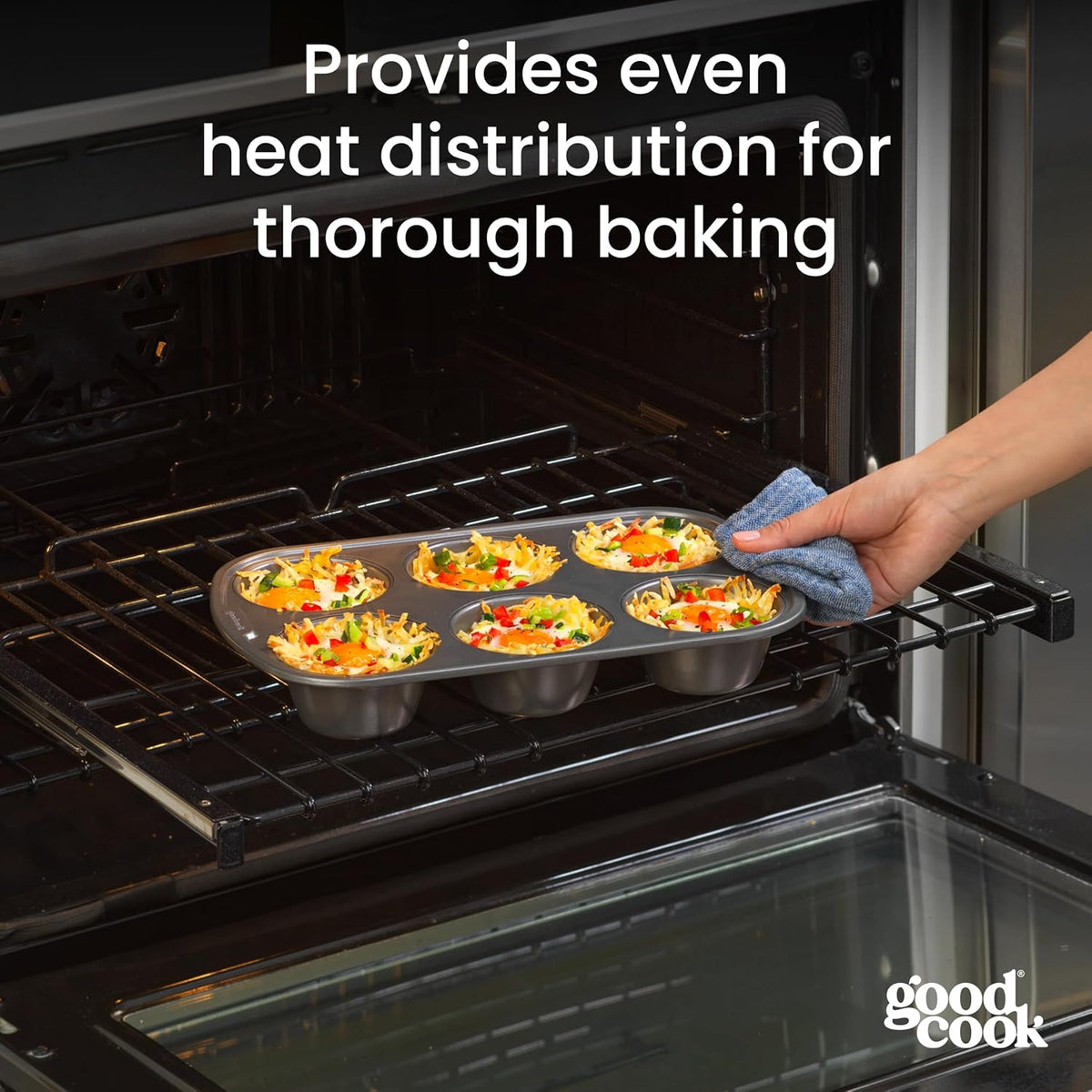 Everyday Nonstick Steel Jumbo Texas Muffin Pan, 6-cup, Gray