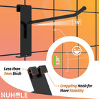 32 Pack 6 Inch Black Gridwall Hooks for 3 × 3 Wire Grid Panel | 30 lb Capacity Metal Display Hangers for Retail Store