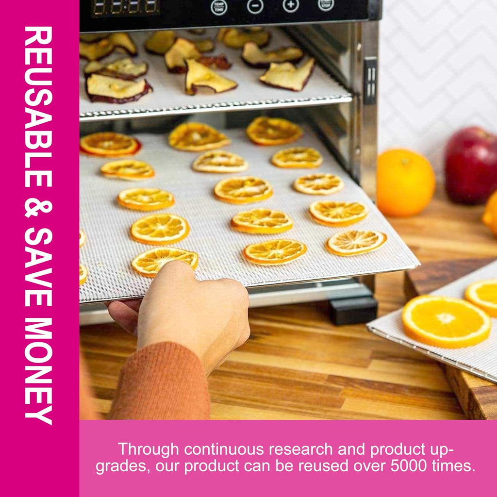Pack of 5 Premium Non Stick Silicone Dehydrator Sheets for Fruit Dryer Mesh