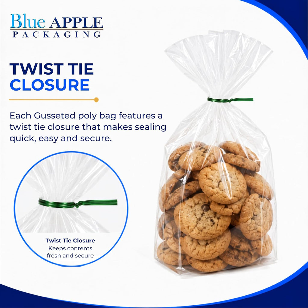 Clear Gusseted Bag 2 Mil, 10" X 8" X 24" & 500 Bags | LDPE Material, For Food Packaging, Storage & Display | Heat