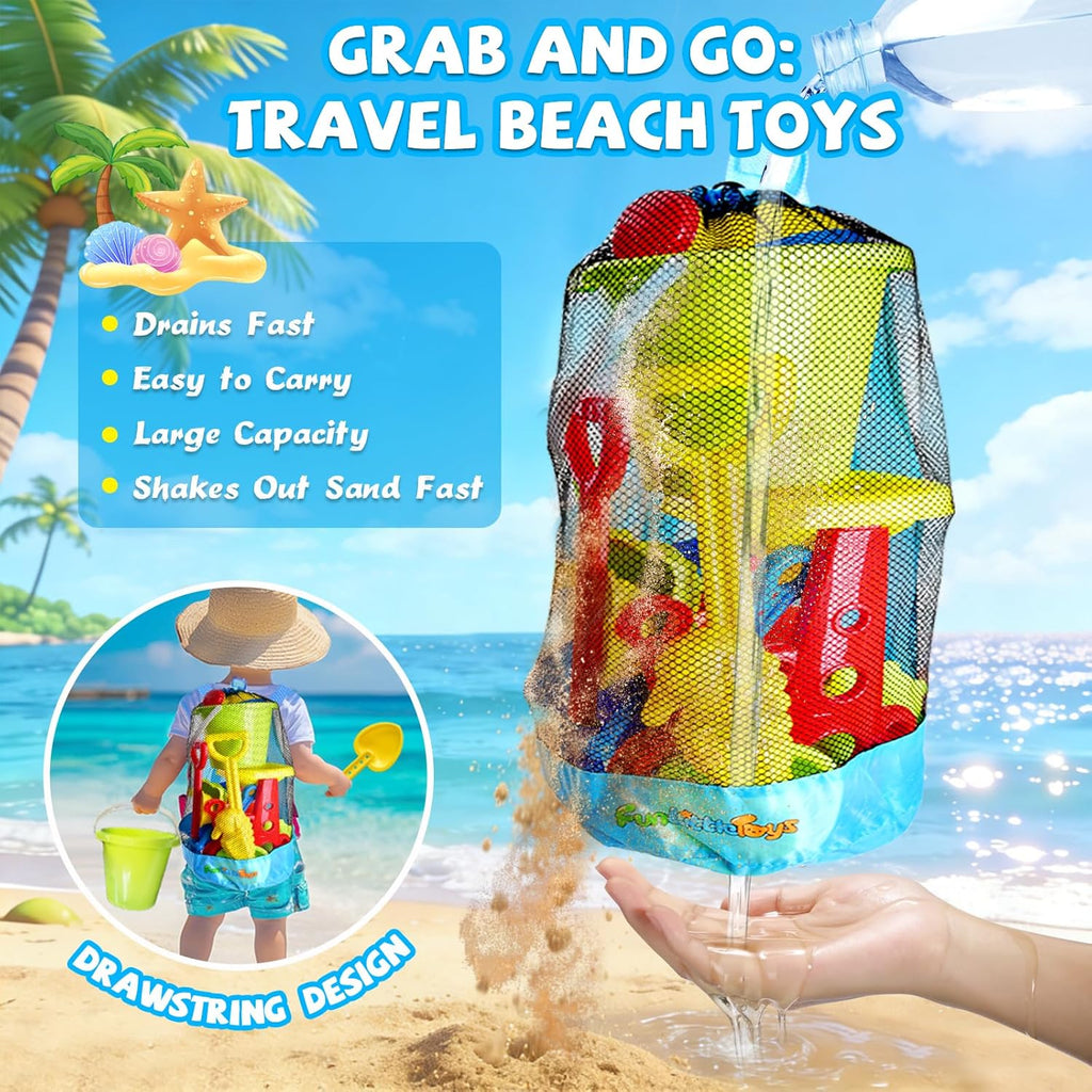 Beach Toys, 19 Piece Sand Toys Set Kids Sandbox Toys Includes Water Wheel Beach Tool Kit Bucket Watering Can Molds