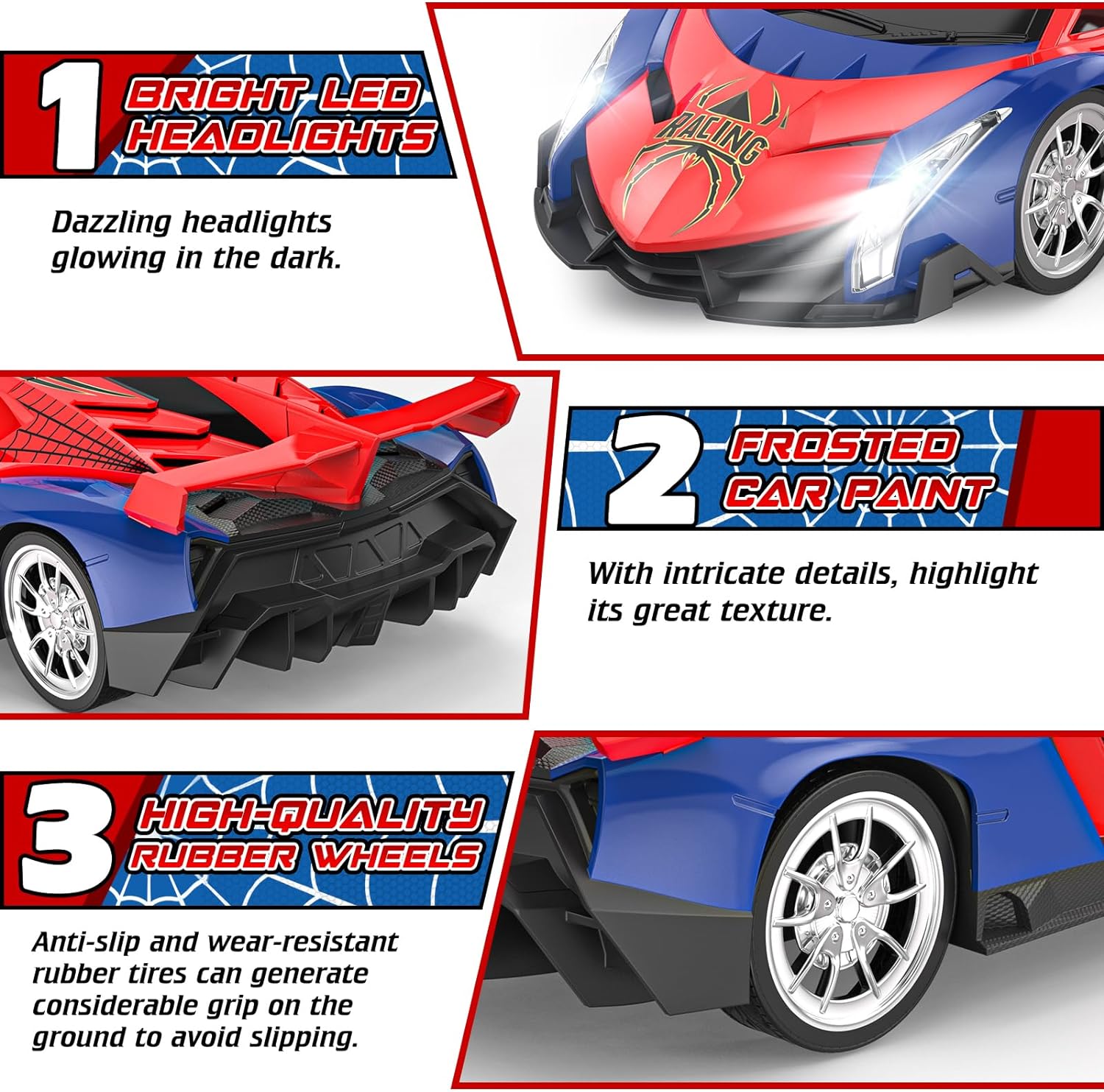 Remote Control Car for Kids, RC Cars for Boys Kids 1:18 Electric Vehicle Toy Car Hobby Racing Car Toys with Lights &
