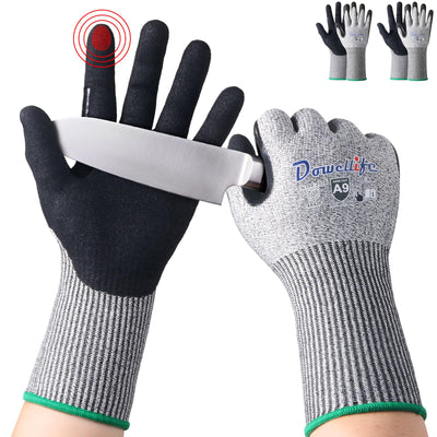Beyond-Palm A9 Cut Resistant Work Gloves - Extended Wrist Protection, Sandy Nitrile Grip, Breathable, Touchscreen