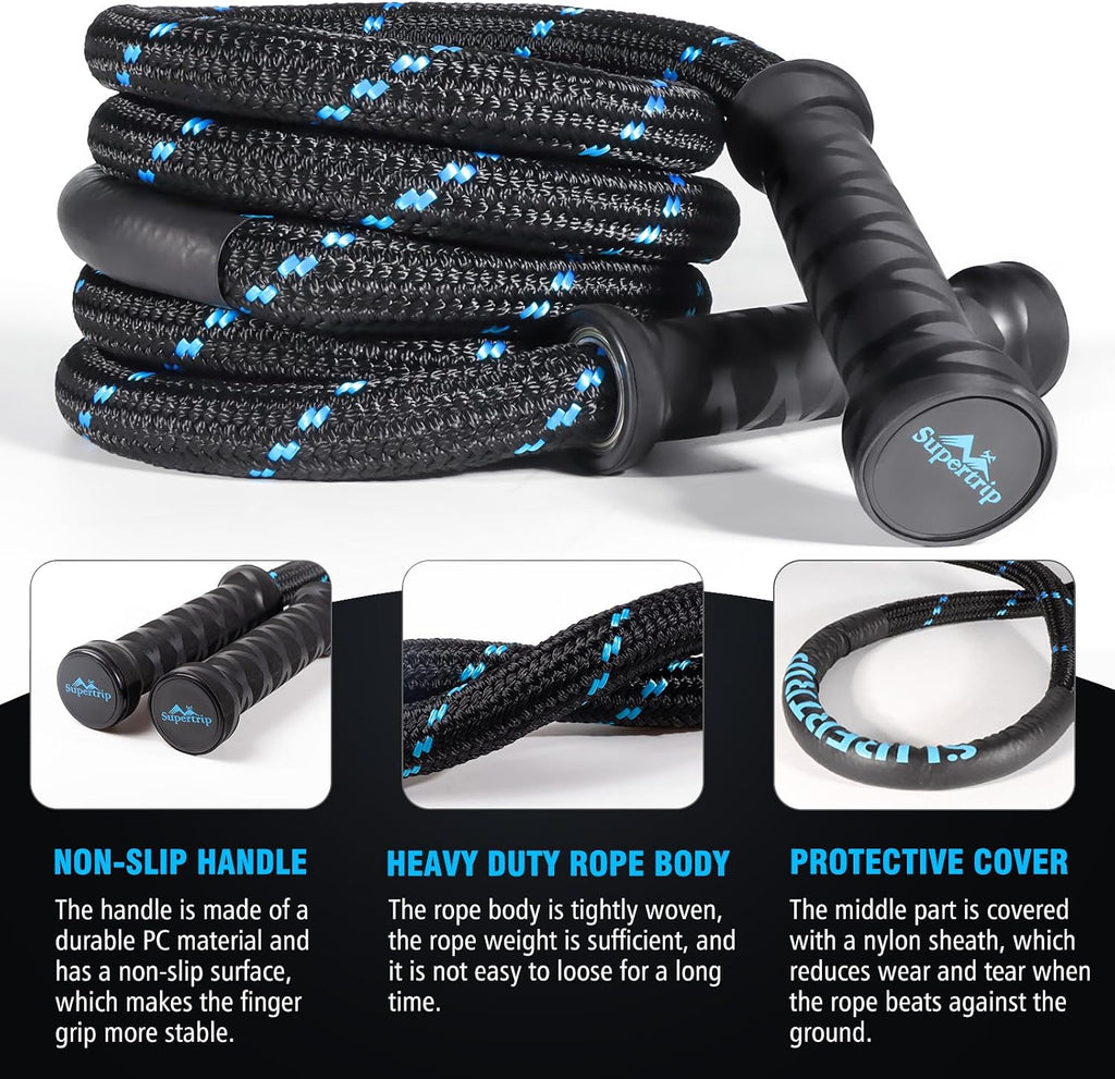 Upgraded Weighted Jump Rope for Fitness Men Women Second Generation 360 Rotating Handles, 3.21LBS 3.38LBS 3.41LBS