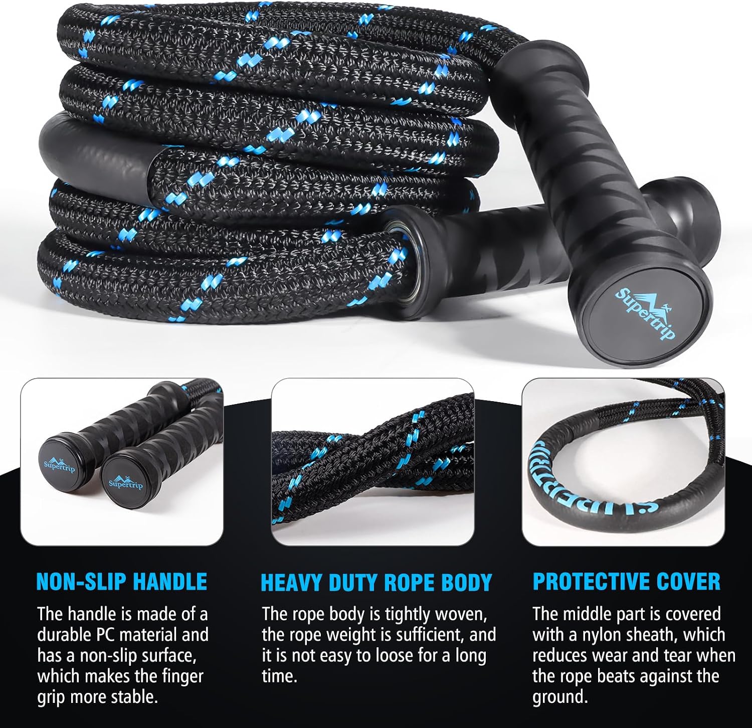 Upgraded Weighted Jump Rope for Fitness Men Women Second Generation 360 Rotating Handles, 3.21LBS 3.38LBS 3.41LBS