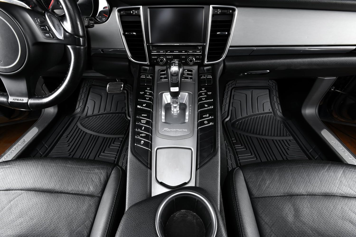 2-Piece Premium All-Season Anti-Slip Rubber Floor Mats for Cars, SUVs and Trucks, Universal Trim to Fit, Black