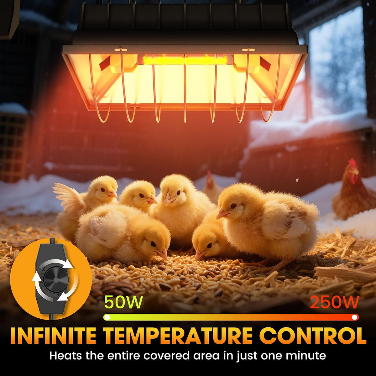 Heat Lamp for Chickens, Halogen Chicken Heat Lamp for Young Poultry, Safe Infrared Chicken Coop & Brooder Heater
