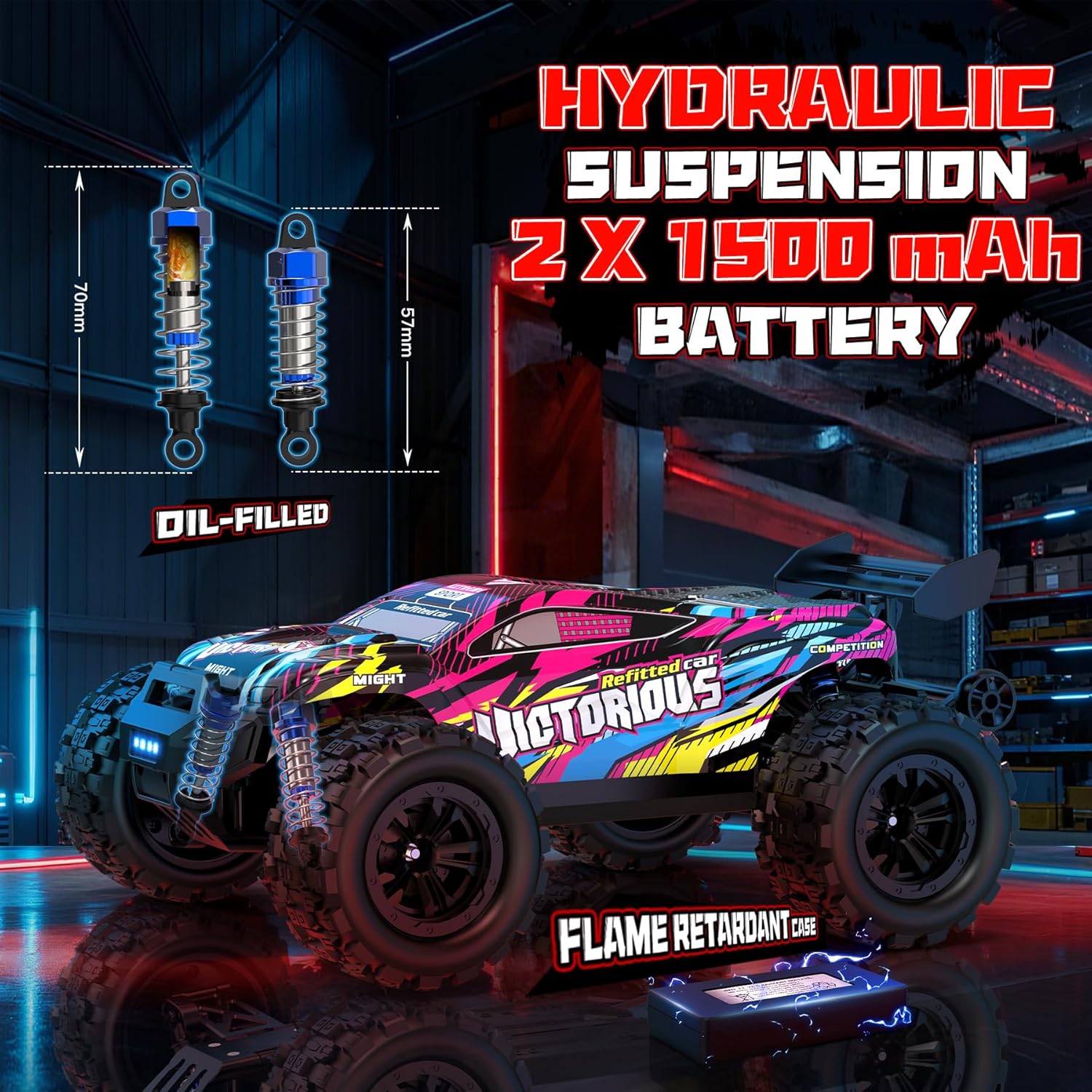 1:16 4WD Brushless rc Cars, 70+KM/H(Peak) High Speed Remote Car, RC Trucks 4X4 Offroad with 3000mAh Batteries, Boys