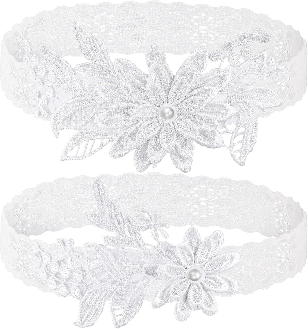 Wedding Garters for Bride Lace Garter Set with Faux Pearl