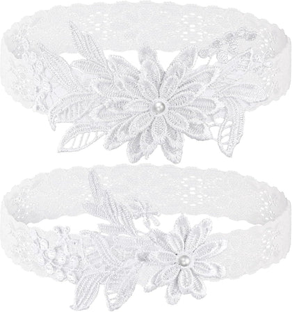 Wedding Garters for Bride Lace Garter Set with Faux Pearl