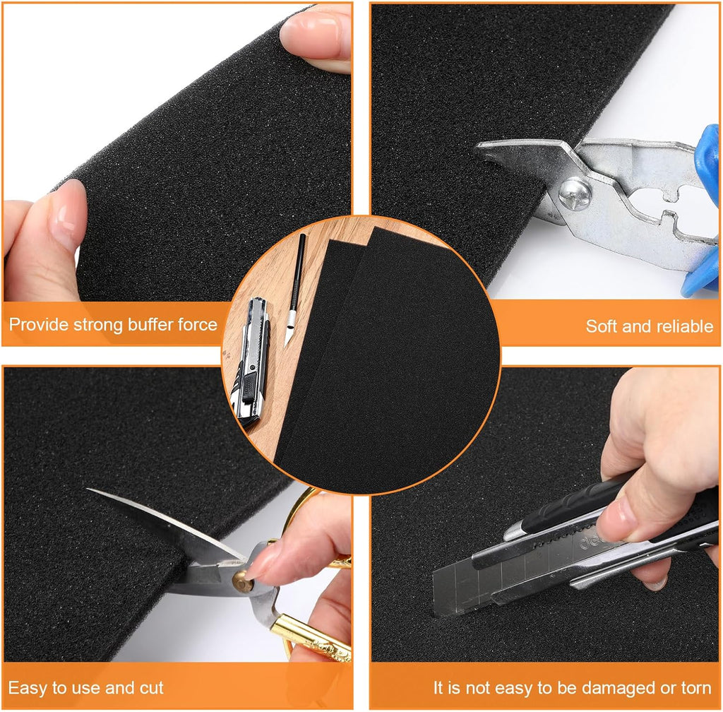 2 Pcs Black Foam Pad 12 x 12 x 0.25 Inches
