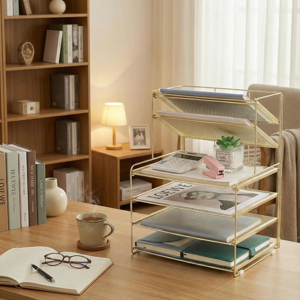 Desk Organizer, 6-Tier Letter Tray Paper Organizer, Desktop File Organizer, Office Desk Accessories & Office Decor