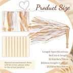 150 Pcs Lace Ribbon Stick Wands Wedding Wand Streamers with Bell Wedding Send Off Streamer(Champagne, Beige)