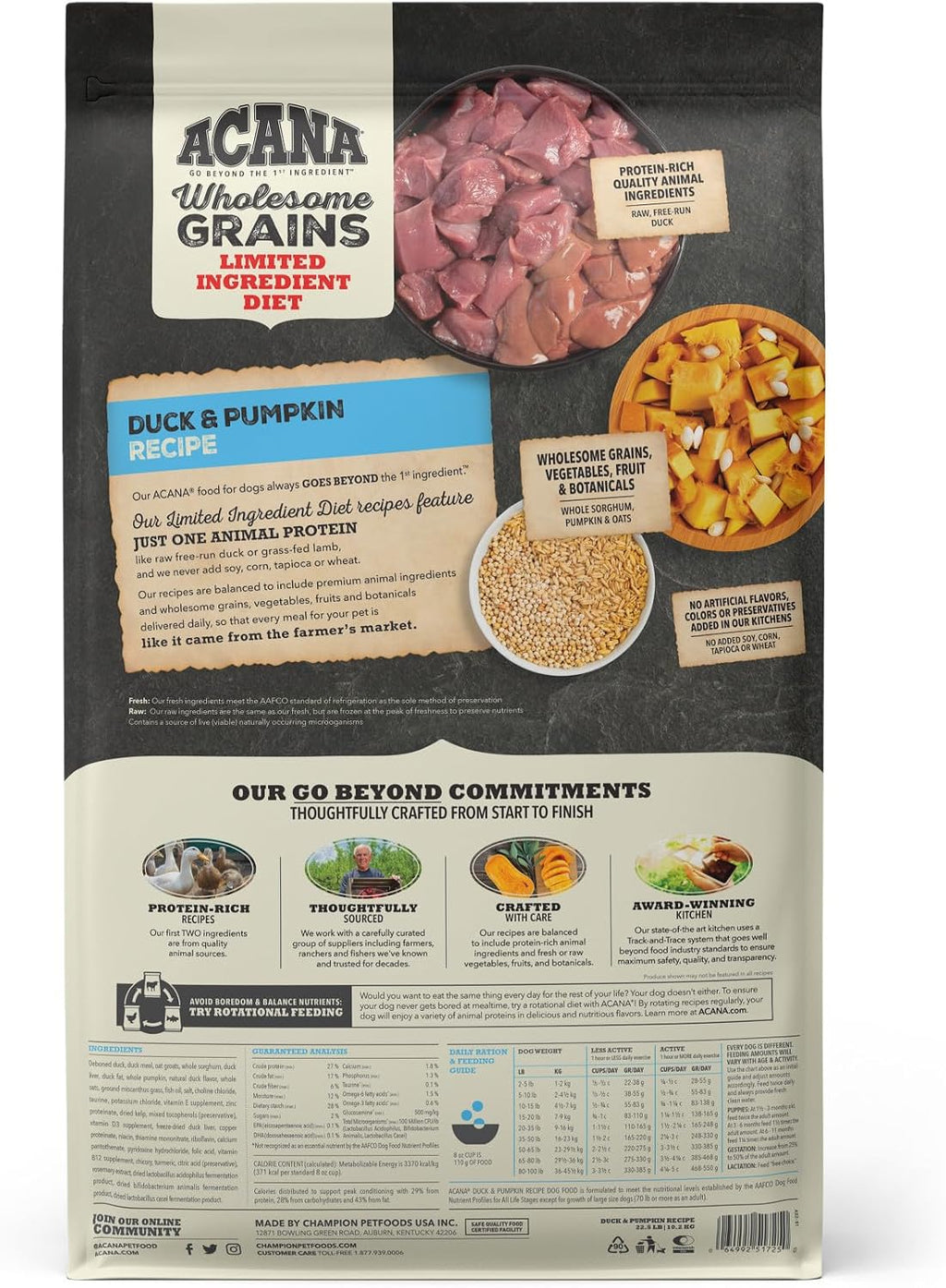 Wholesome Grains Dry Dog Food Duck & Pumpkin 22.5lb Bag