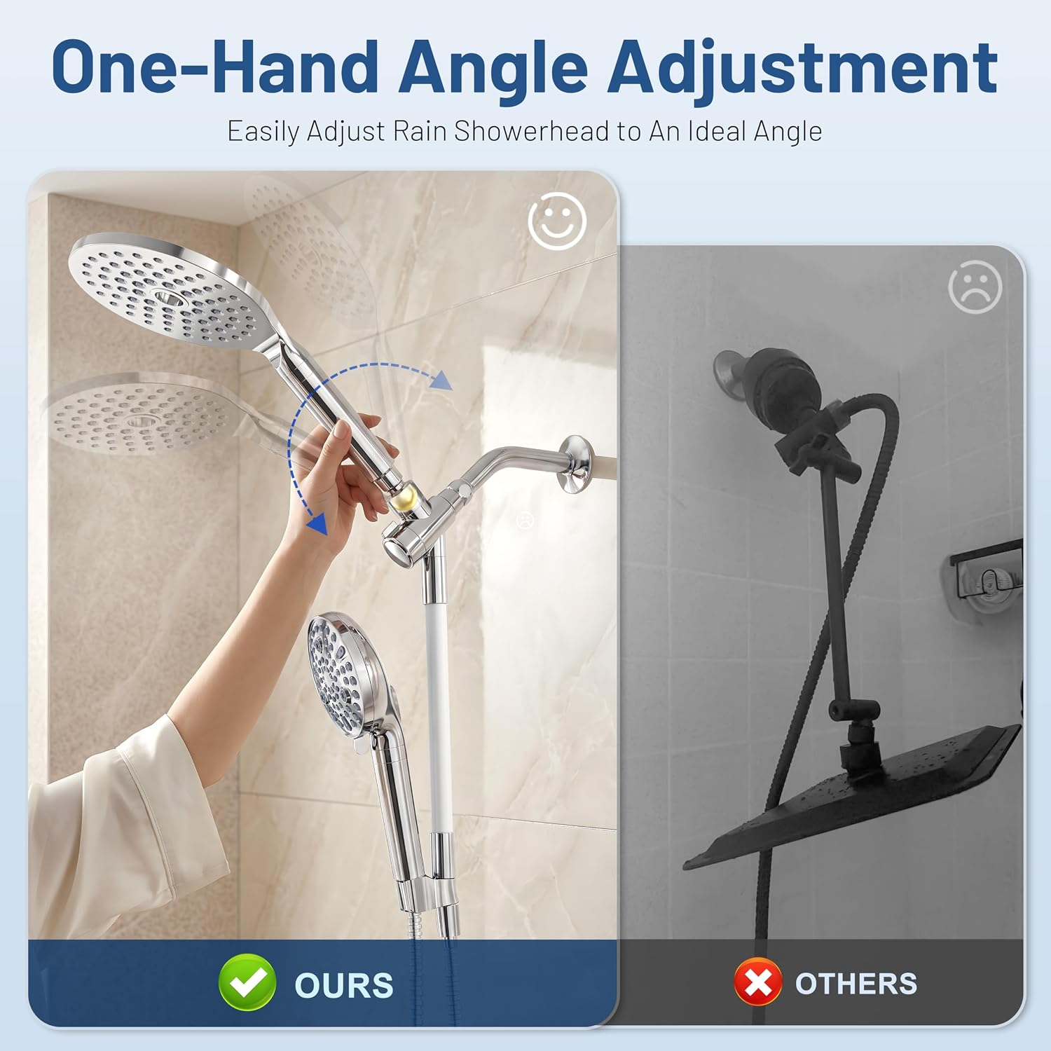 Dual Filtered Rain Shower Head Combo, Handheld Shower Head with Adjustable Bar - Rainfall Shower Head And Showerhead
