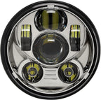 5-3/4 5.75 inch Headlight LED Compatible with Harley Davidson Dyna Sportster Iron 883 1200 Low Rider XLH883 Super Glide Softail Custom XLH1200 Forty-Eight SuperLow Street 500 750(Chrome)