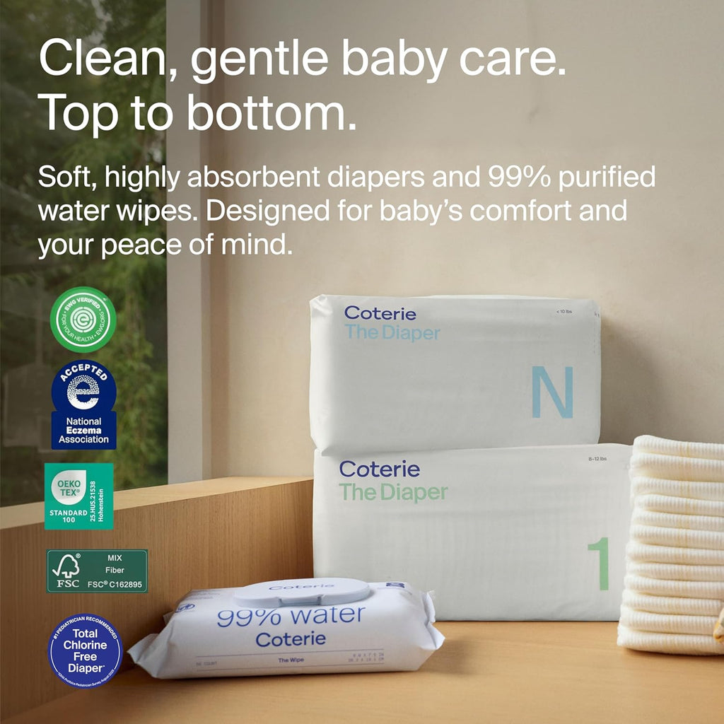Baby Wipes + Diapers Kit, Size 2 Diapers, 12-Pack Wipes | Includes Size 2 diapers (186 ct), 12 pk (672 ct) wipes, 99%