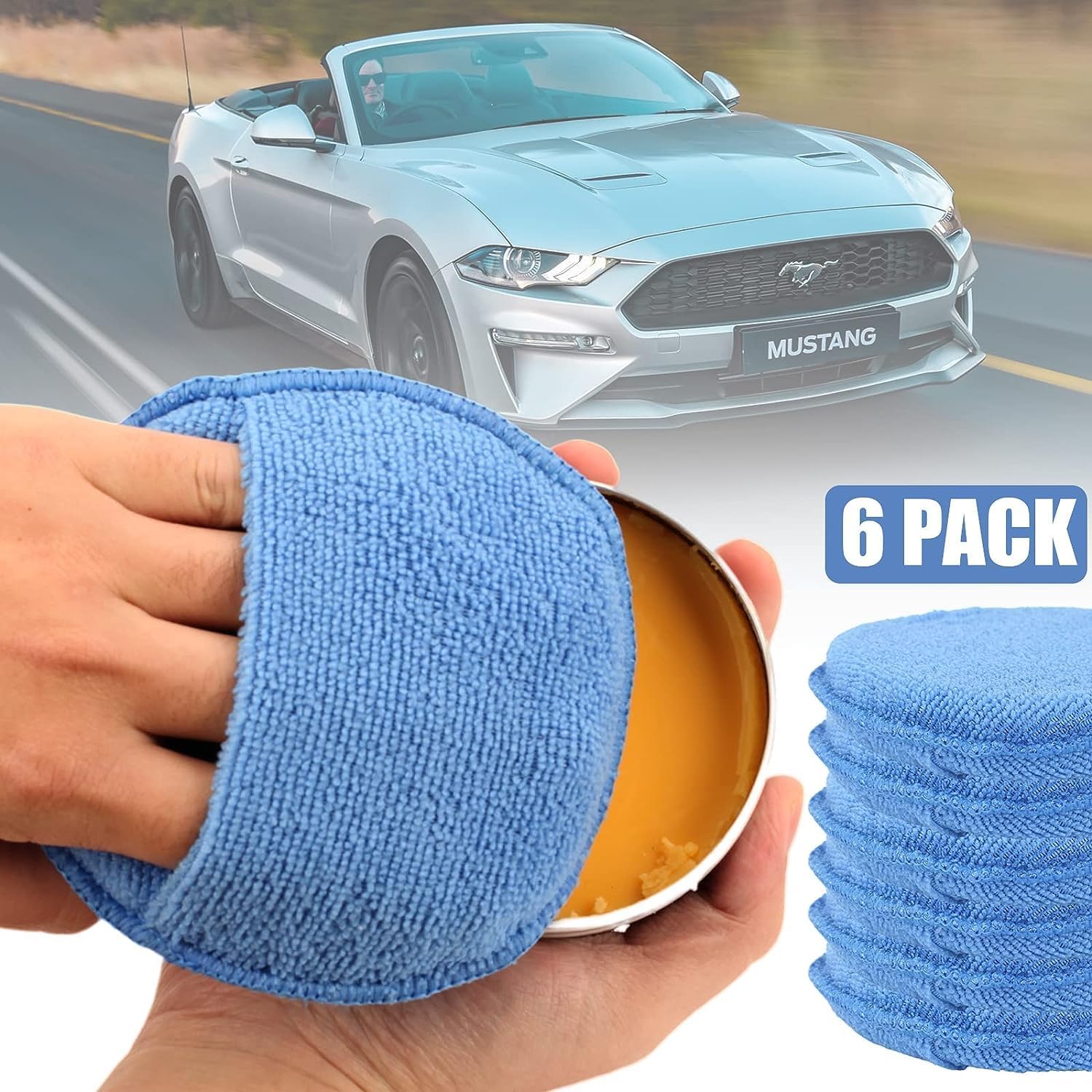 Microfiber Wax Applicator Pads, Car Wax Applicator with Finger Pocket, Buffing & Detail Polishing Foam Pads for Car