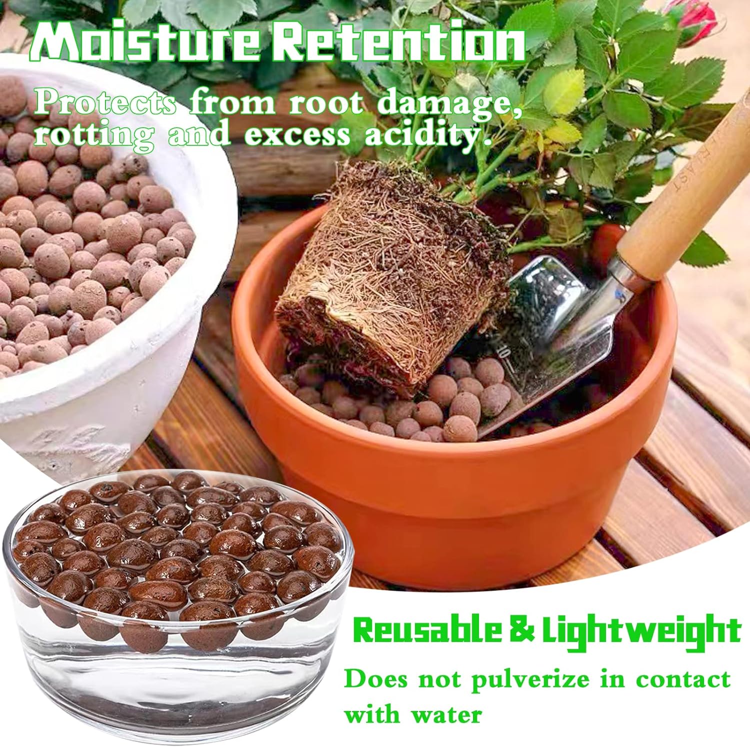 2LB Leca Clay Pebbles for Plants, 4mm-16mm Clay Balls for Hydroponic | Drainage, Reusable, Aeration, Moisture