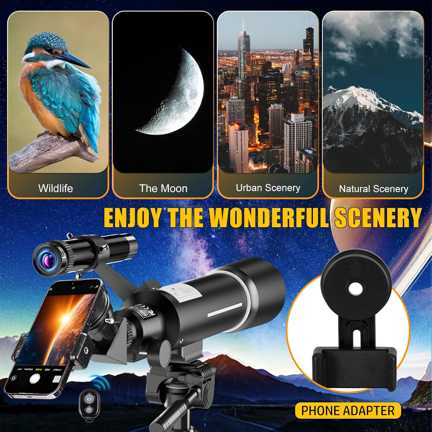 Telescope, Telescope for Kids & Adults, 70mm Aperture 500mm Refractor Telescopes for Astronomy Beginners with Tripod
