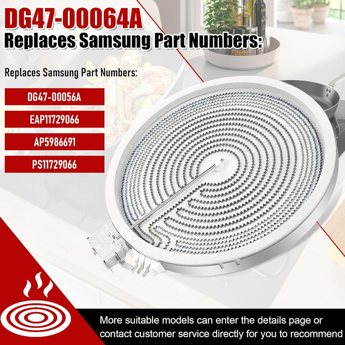 DG47-00064A DG47-00056A Compatible With Samsung Stove 9/12in Dual Element