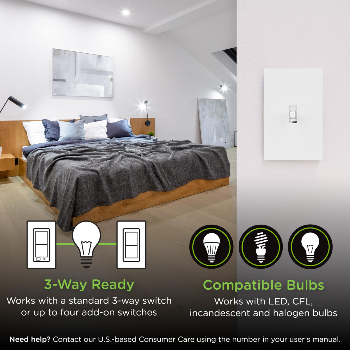 Enbrighten Z-Wave Long Range On/Off Switch, 800 Series, Toggle