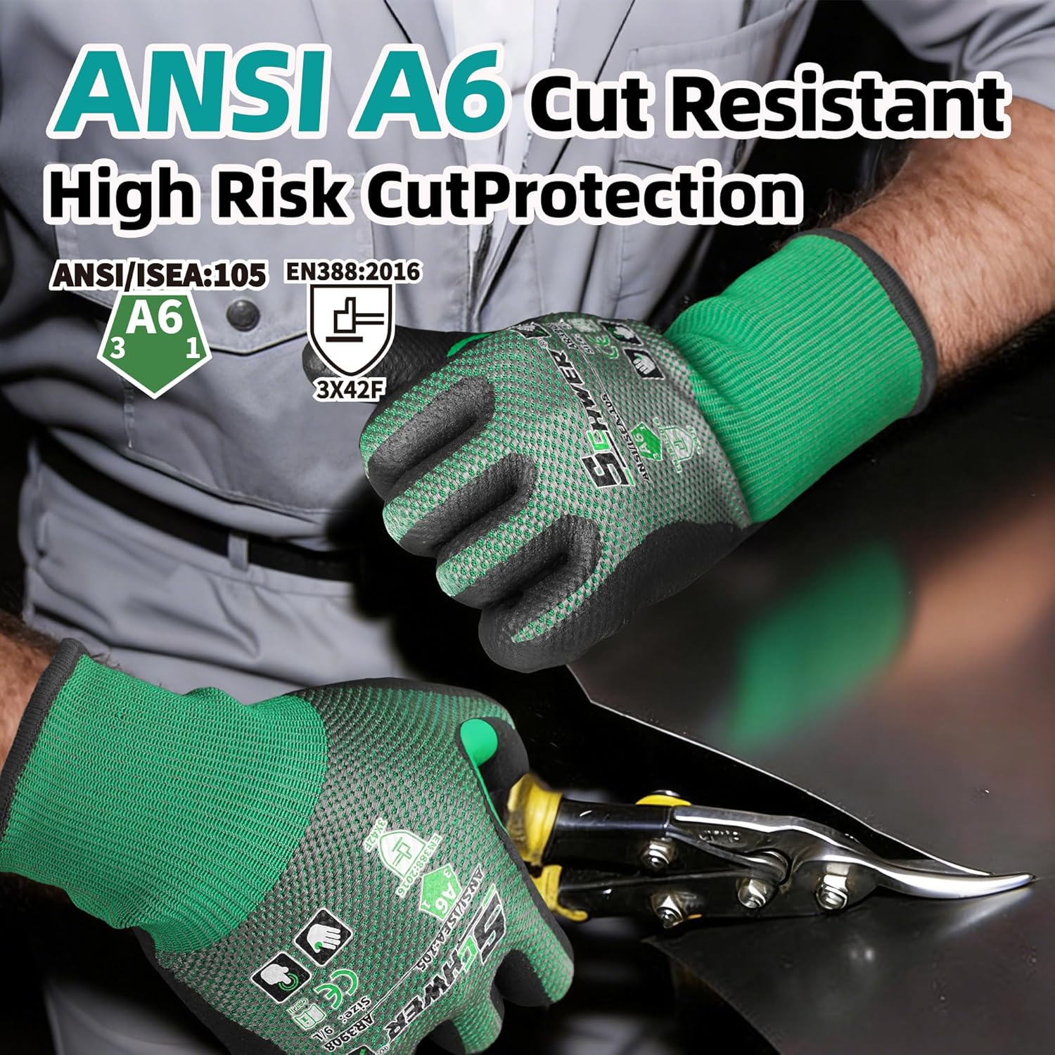 AIR-SKIN ANSI A6 Cut Resistant Gloves, AR3908 Cut Proof Glove, Ultra Thin Cutting Glove with Reinforced Thumb