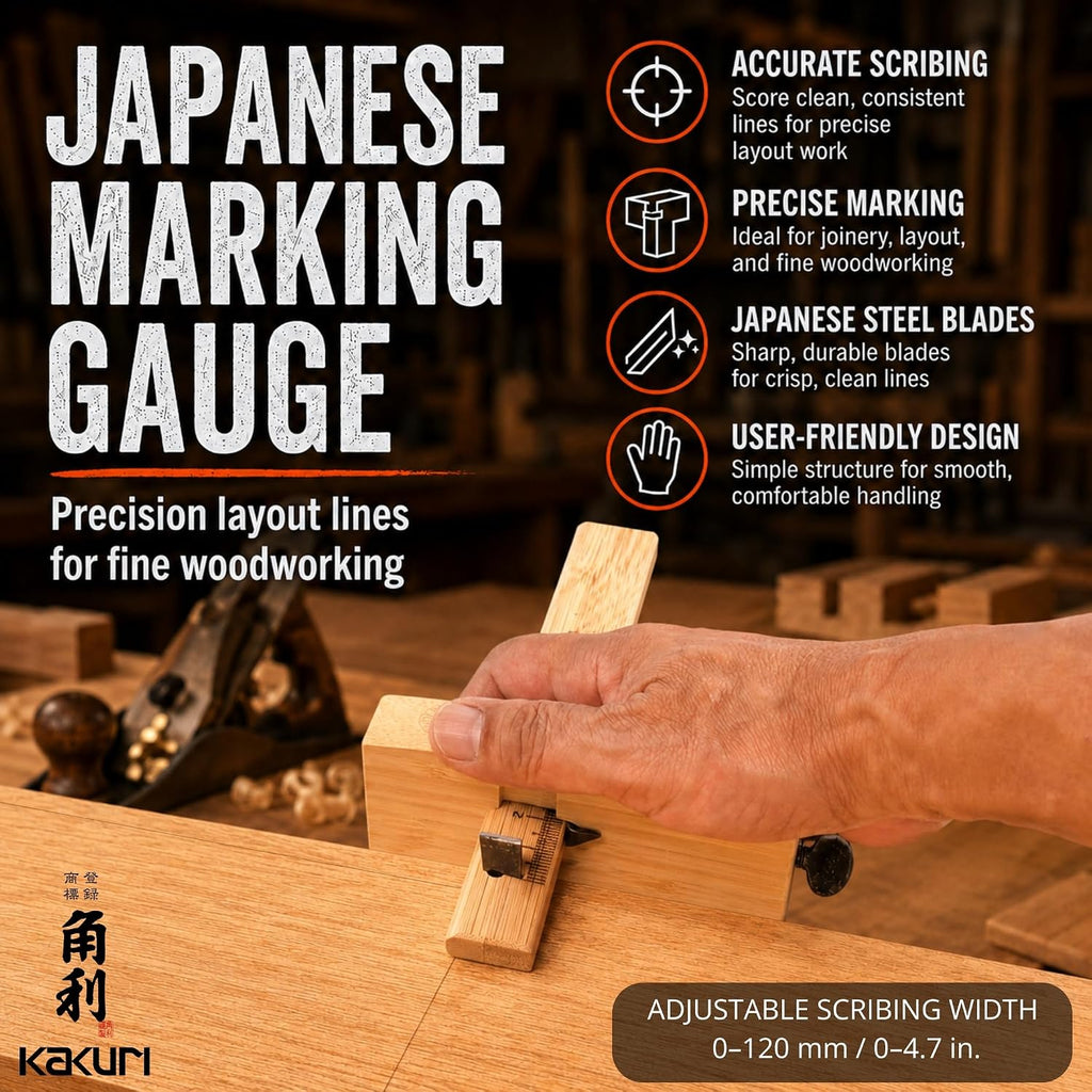 Wood Marking Gauge for Woodworking 4.7", Japanese KEBIKI Scribe Tool | Razor-sharp Japanese steel blade, Made in