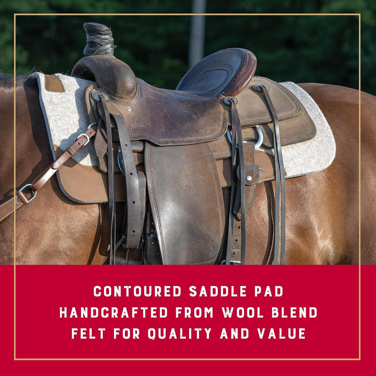 33" x 32" Contoured Wool Blend Felt Horse Saddle Pad, Shock Absorbing Western Saddle Pad for Protection, Durable