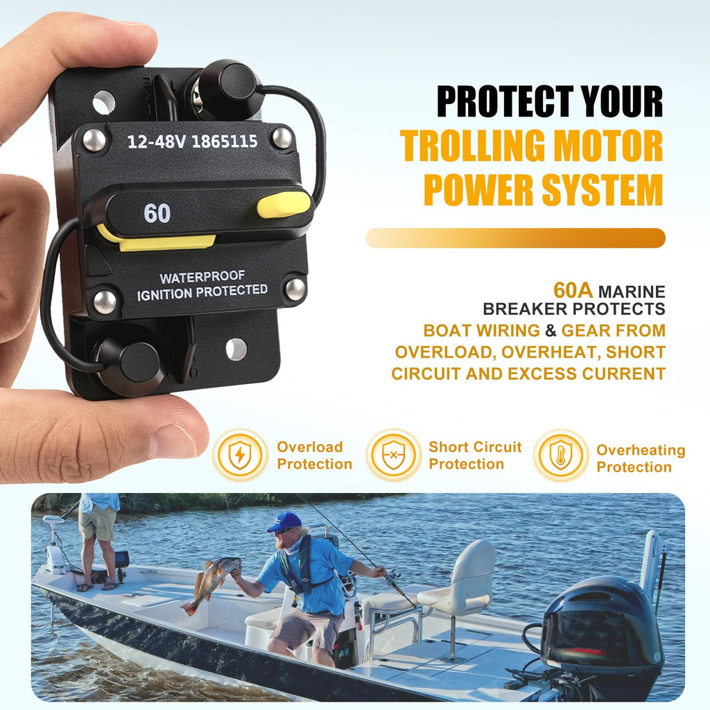 MKR-27 1865115 60 Amp Marine Circuit Breaker Compatible with Minn Kota