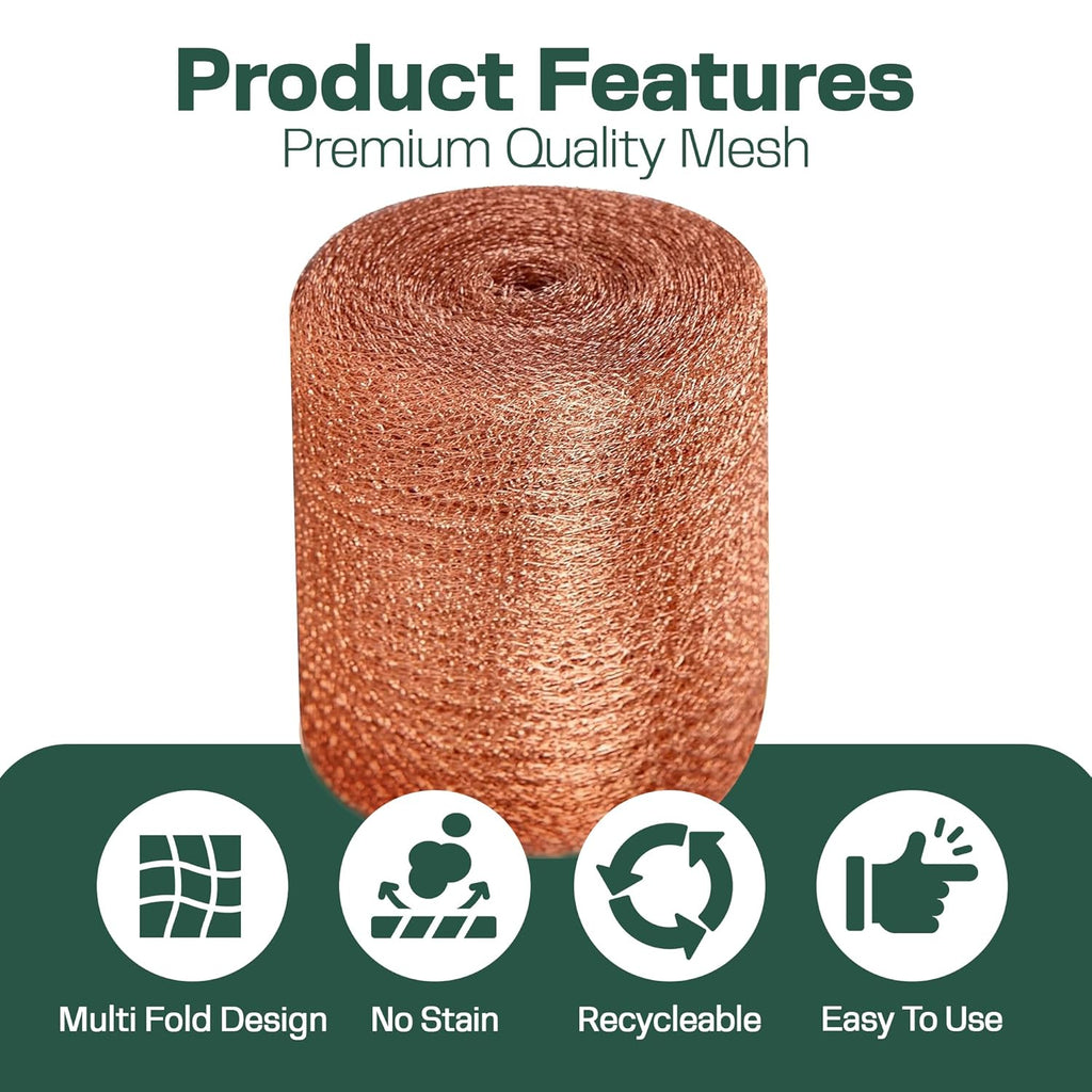 3rd Gen Copper Mesh Rodent Control Kit 5" x 35ft, 100% Premium Copper Wool for Sealing Holes & Water Gaps, Blocks