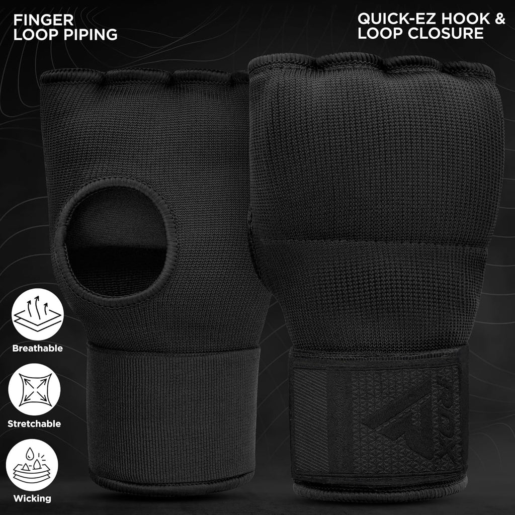 Gel Boxing Hand Wraps Inner Gloves Men Women, Quick 100cm Long Wrist Straps, Elasticated Padded Fist Under Mitts