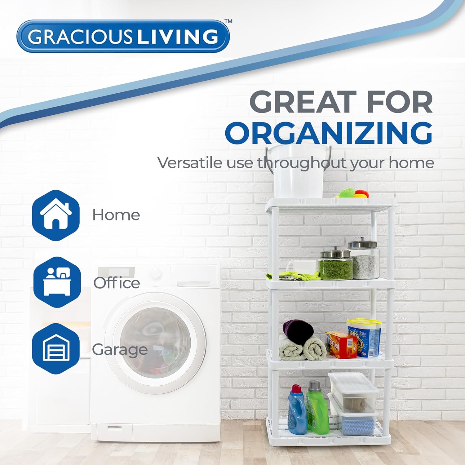 4 Shelf Knect-A-Shelf Ventilated Light Duty Storage Home Organizer with Adjustable Shelves for Garage, Basement, and