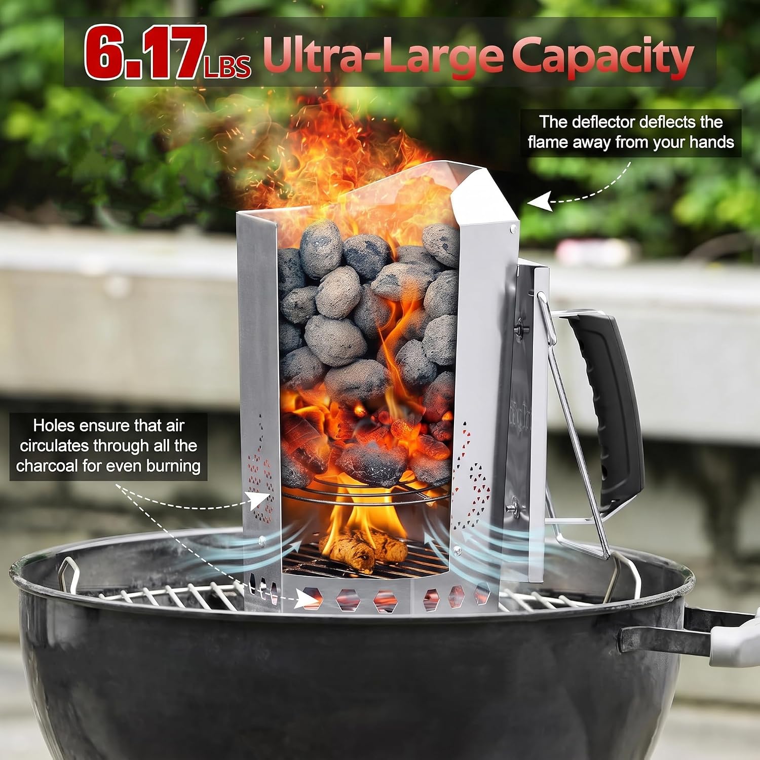 Heavy Duty Steel Large Charcoal Chimney Starter BBQ Fire Starter