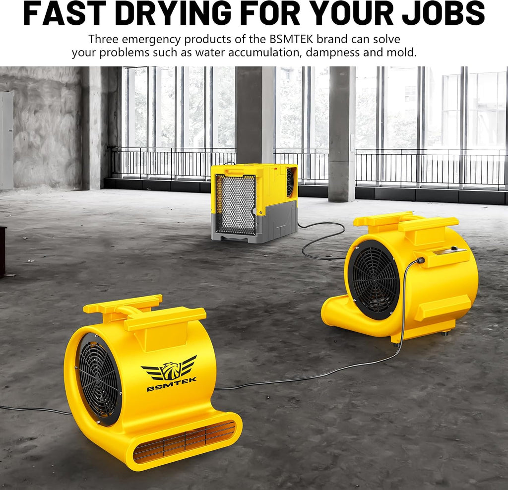 Air Mover Blower Fan, Industrial 1.5HP MAX10000CFM Monster Floor Blower Carpet Dryers - 3 Speeds, 4 Adjustable