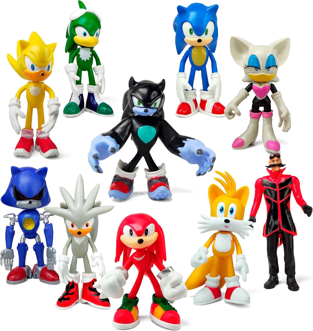 Sonic the Hedgehog Big Action Figures (Set of 10 pcs), Collection Toys, Birthday Cake Decoration Party Supplies Cake