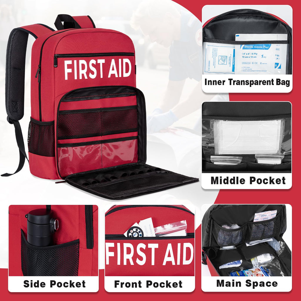 First Aid Kit Backpack Fully stocked, 400pcs Survival Gear