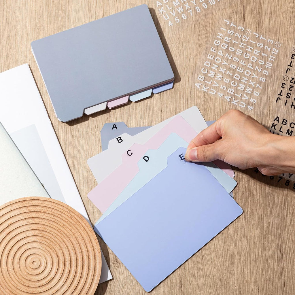 104 Pcs Index Card Guide Set Include 100 Pcs 4 x 6 Inch Index Card Dividers 5 Colors Dry Erase Index Cards 4 Pcs Self