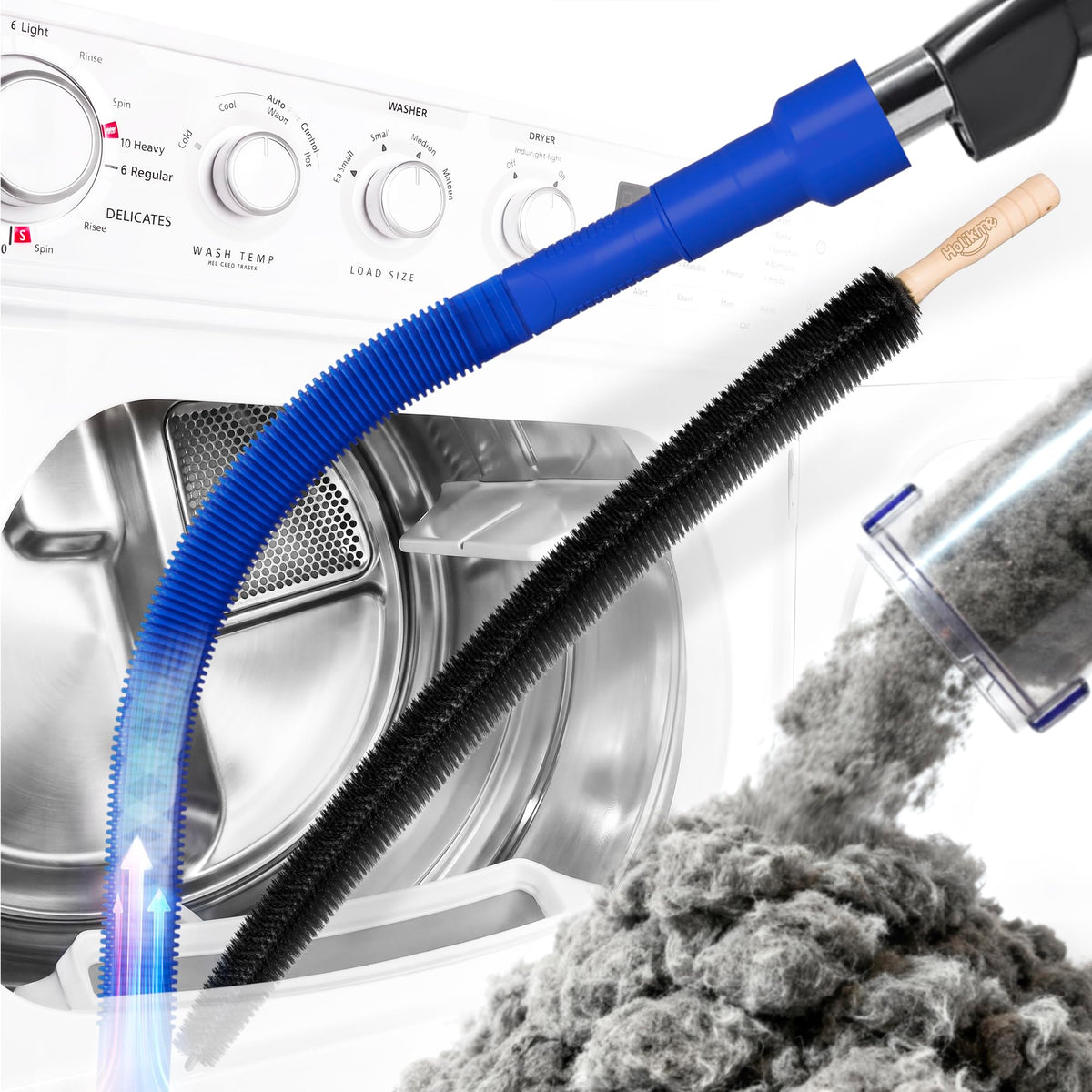 Holikme Dryer Vent Cleaner Kit 2Pack - Lint Vacuum Attachment & Brush