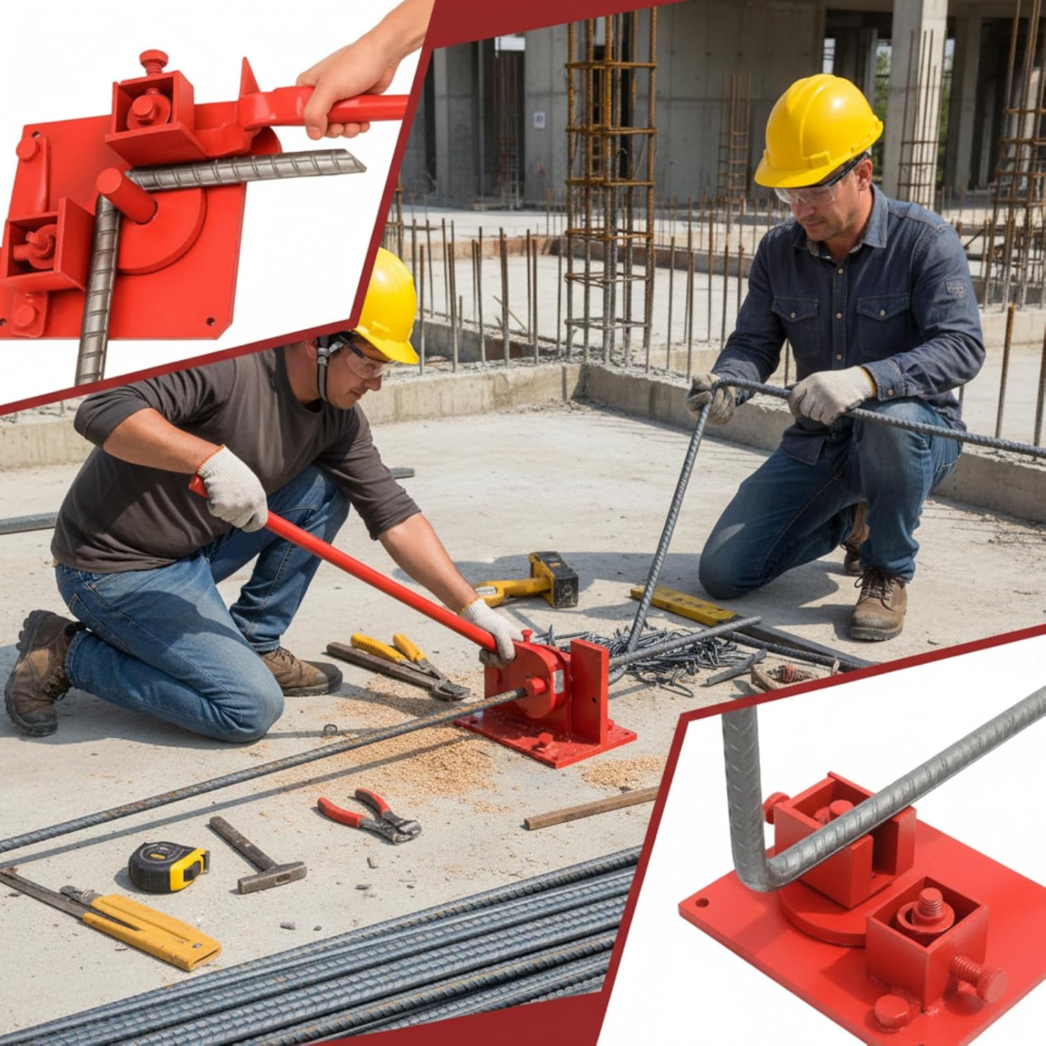 Rebar Rod Bender Metal Rebar Bender Tool metal Bending Tool Hand Operated 0.04 Inch to 0.79 Inch Extendable Indexing